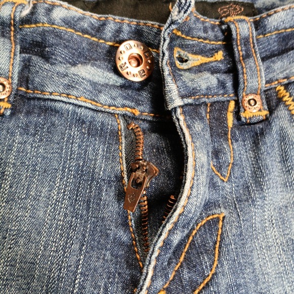 Vintage Y2K (See Disc.) Embroidered Pockets Women Rocawear Jeans SZ 1-2 JD108 - Picture 2 of 4